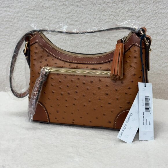 DOONEY & BOURKE - Shoulder Bag Purse in Caramel Italian Leather Ostrich NEW $268 - Picture 2 of 9